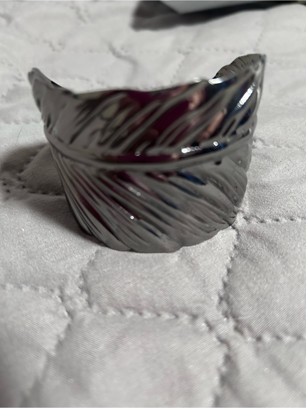 Silver-Tone Feather Cuff Bracelet - Women Accessories